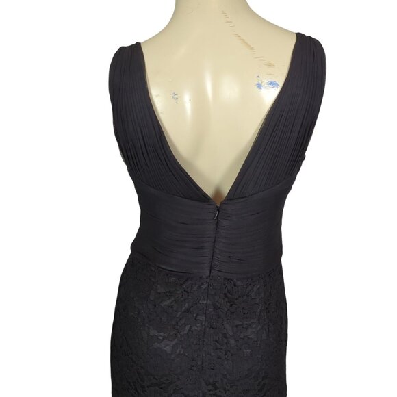 NERO Black Sleeveless Lace Cocktail Dress With Pleated Bodice & V-Neckline Sz 6‎ - Picture 11 of 16